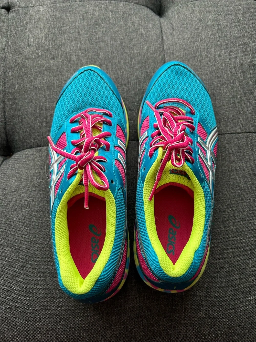 ASICS Women’s Teal, Pink and Yellow Running Sneakers